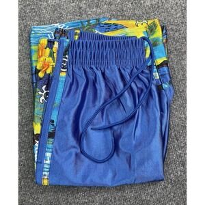 Vintage Youngs Lei Shorts Men's S Bright Blue Hawaiian Basketball Silky Dazzle